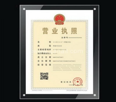 Acrylic certificate frame