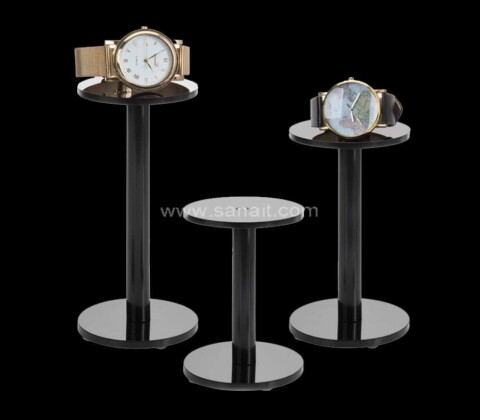 Custom Acrylic Round Pedestal Jewelry and Watch Display Riser Stands