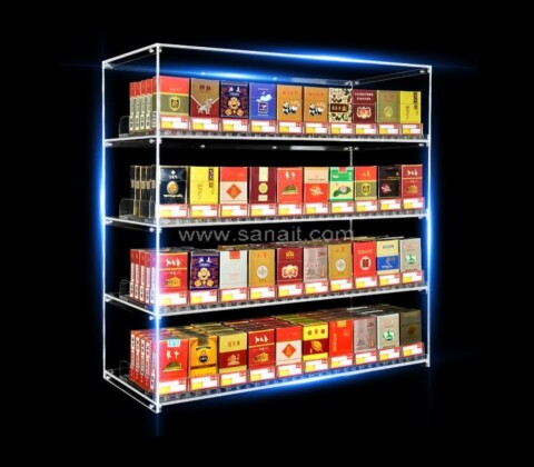 Anpassade cigarettdisplay hyllor rack med LED-ljus