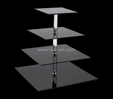 4 Tier Black Square Cupcake Acrylic Stand Wholesale