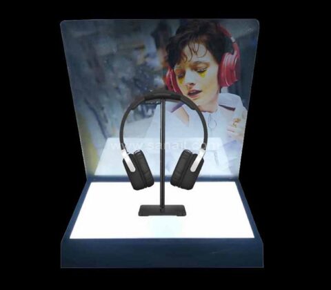 Personalizar acrílico LED Luz Auriculares Auriculares Display Stand